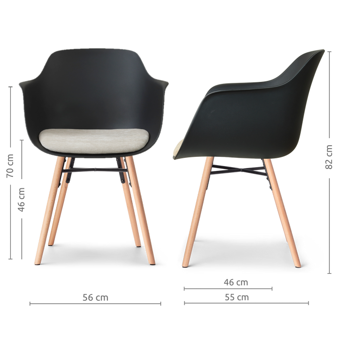 Nolon Nena-Liz Eetkamerstoel Zwart met Naturelbeige Zitkussen Houten