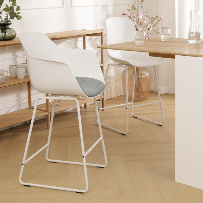 Nolon Nino-Liz Barkruk Wit met Zeegrijs Zitkussen Wit Onderstel 65 Cm