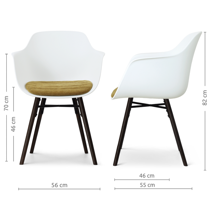 Nolon Nena-Liz Eetkamerstoel Wit met Mosgroen Zitkussen - Zwarte Poten