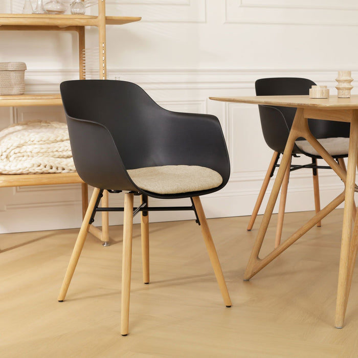 Nolon Nena-Liz Eetkamerstoel Zwart met Nougatbruin Zitkussen - Houten