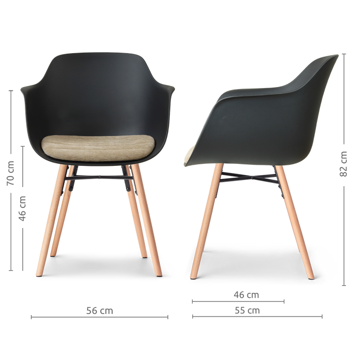 Nolon Nena-Liz Eetkamerstoel Zwart met Nougatbruin Zitkussen - Houten