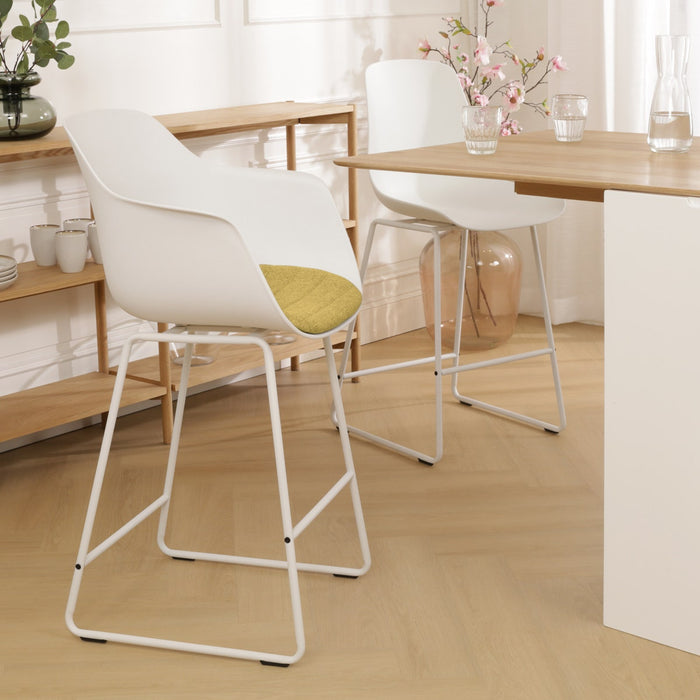 Nolon Nino-Liz Barkruk Wit met Mosgroen Zitkussen - Wit Onderstel - 65