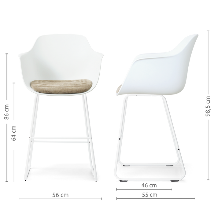 Nolon Nino-Liz Barkruk Wit met Nougatbruin Zitkussen Wit Onderstel 65