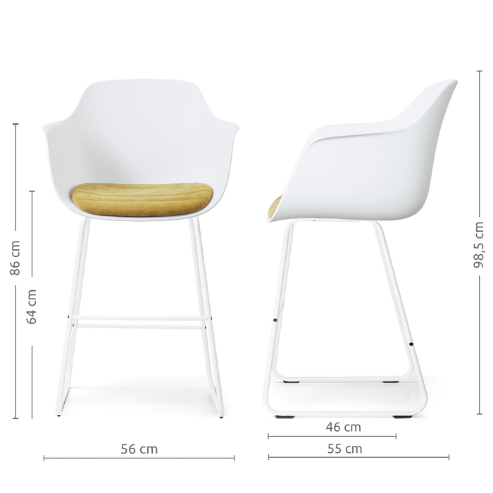 Nolon Nino-Liz barkruk wit met warm oker zitkussen - wit onderstel -