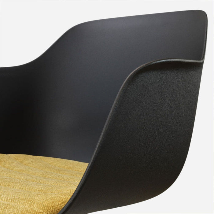 Nolon Nena-Liz eetkamerstoel zwart met warm oker zitkussen - walnoot