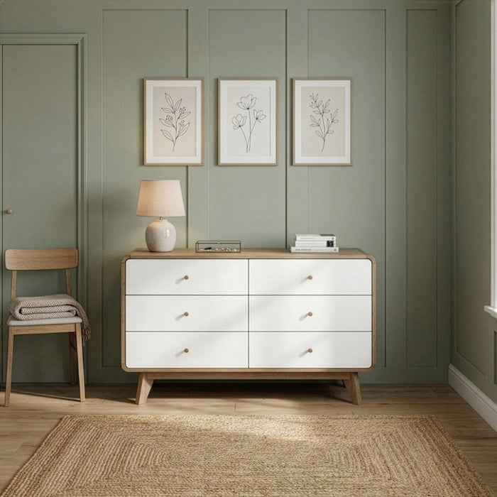 Calicosy - Ladekast ALBURA - Houtdecor en wit - 120 cm