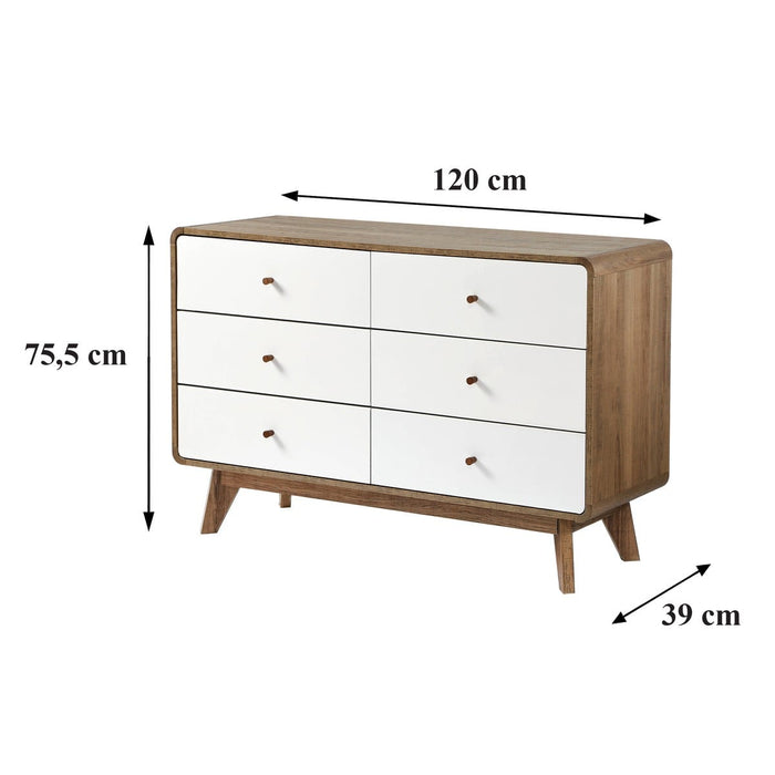 Calicosy - Ladekast ALBURA - Houtdecor en wit - 120 cm