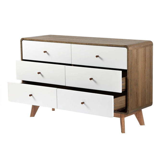 Calicosy - Ladekast ALBURA - Houtdecor en wit - 120 cm