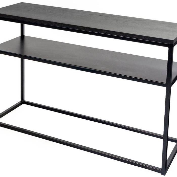 24Designs Power Sidetable – B100 X D35 X H70 Cm – Metaal – Zwart Eiken