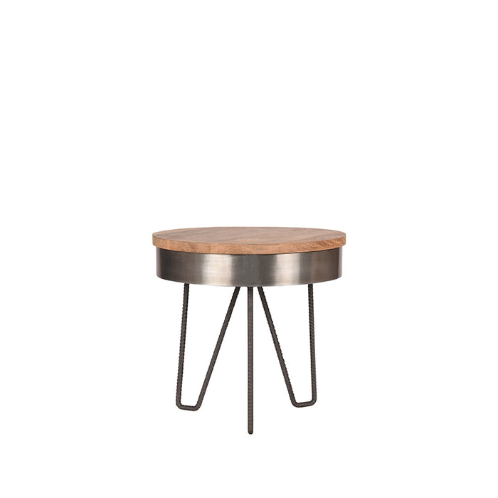 LABEL51 - Bijzettafel Saran - Grijs Metaal - Mangohout