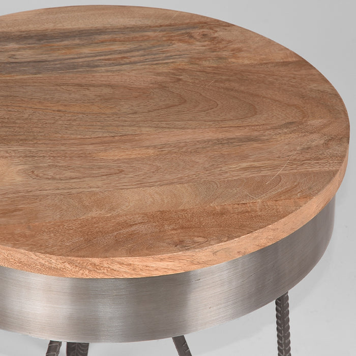 LABEL51 - Bijzettafel Saran - Grijs Metaal - Mangohout