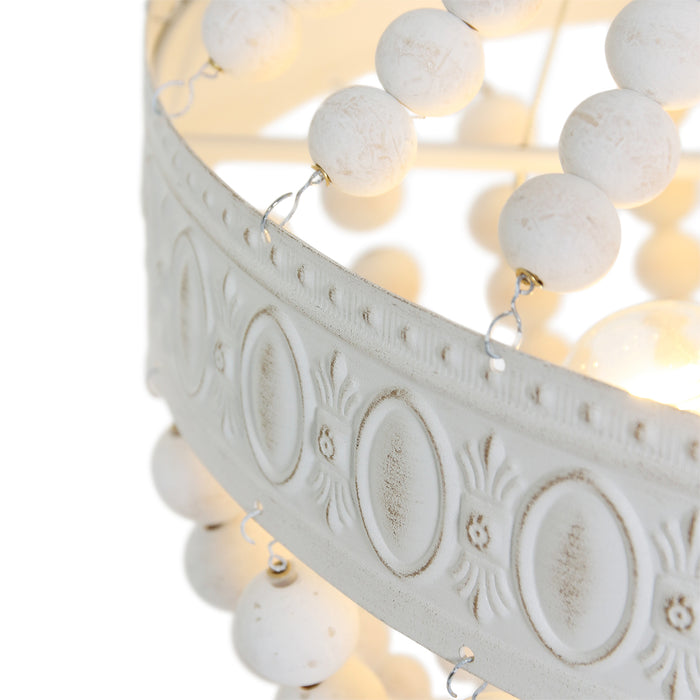 Mexlite - hanglamp - Ella - wit - hout metaal - Ø 40cm - E14 - 10191W