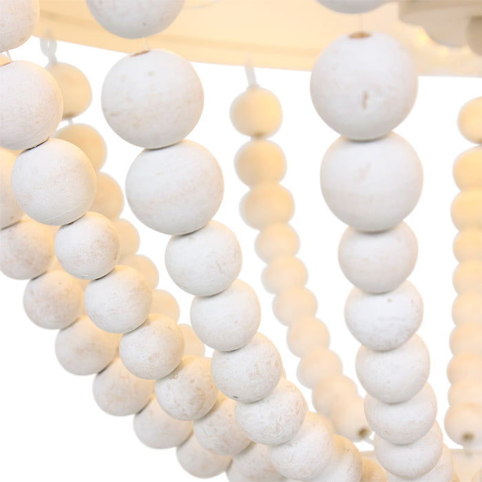 Mexlite - hanglamp - Ella - wit - hout metaal - Ø 40cm - E14 - 10191W