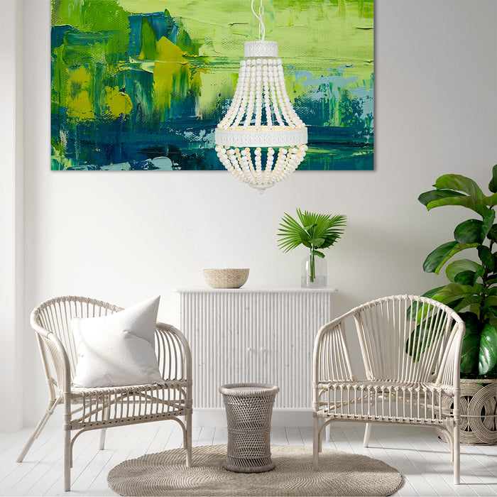 Mexlite - hanglamp - Ella - wit - hout metaal - Ø 40cm - E14 - 10191W