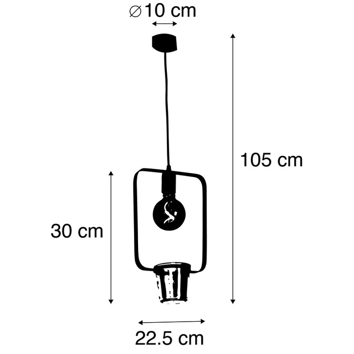 QAZQA Hanglamp roslina - Zwart - Modern - L 22.5cm