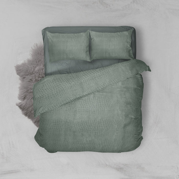 Elegance Dekbedovertrek Embossed Snake - green