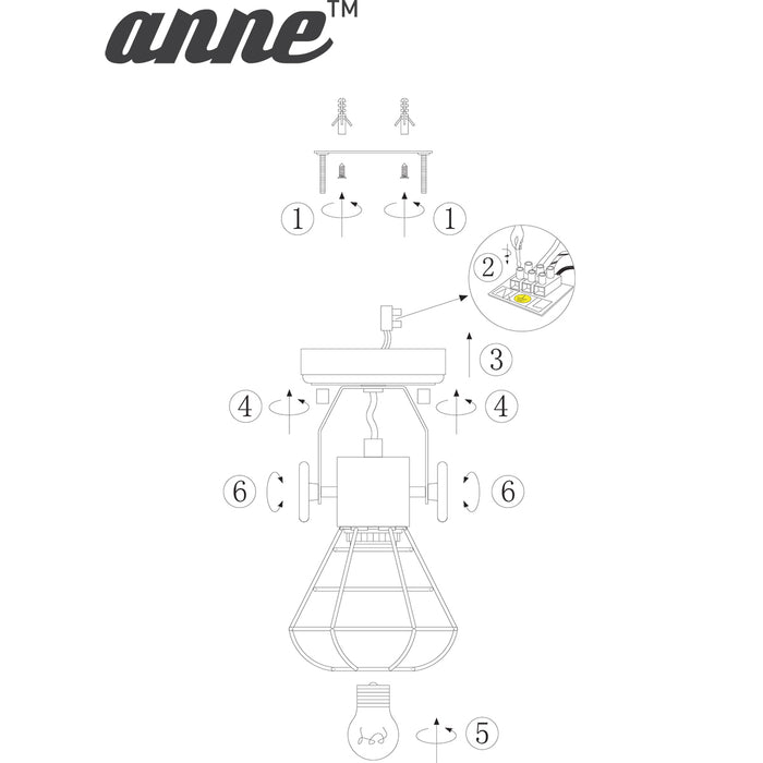 Anne Lighting - spot - Guersey - groen - hout metaal - opbouwspot - E27 - 1578G