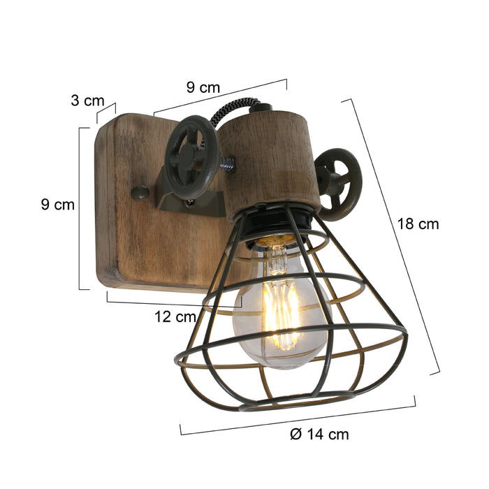 Anne Lighting - spot - Guersey - groen - hout metaal - opbouwspot - E27 - 1578G