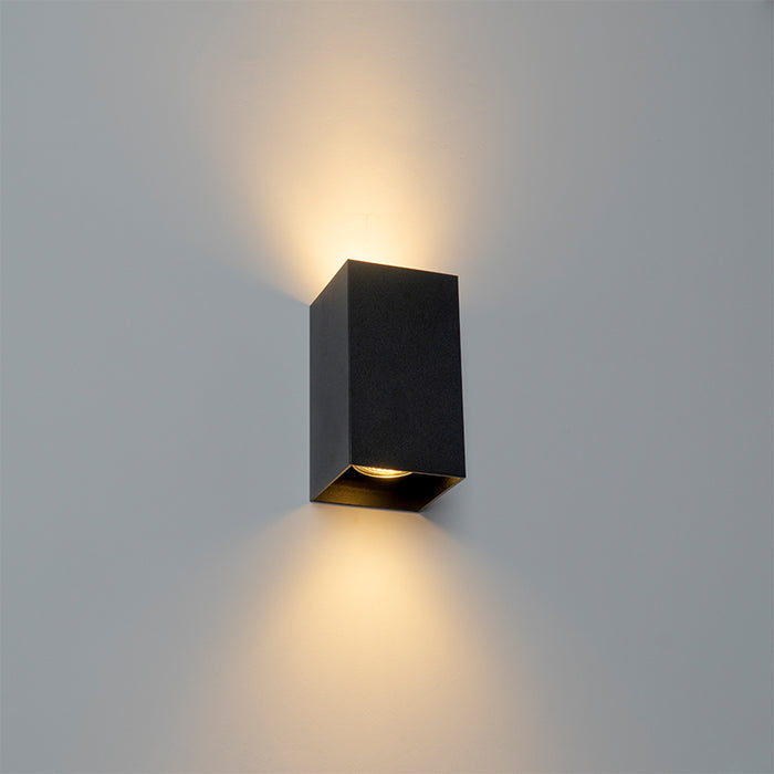QAZQA Design vierkante wandlamp zwart - Sabbir