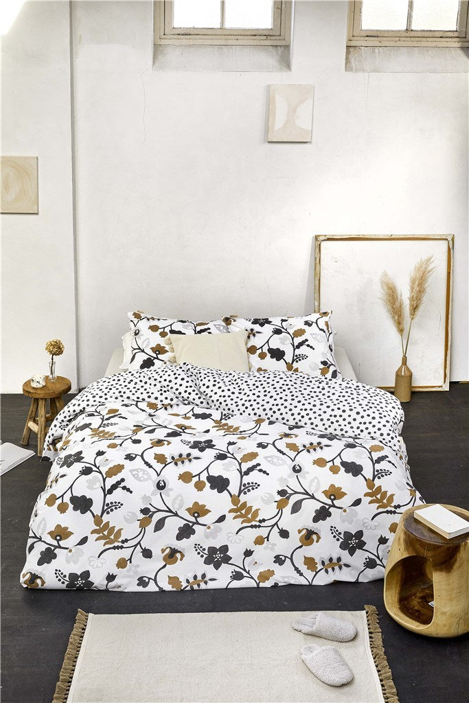 Walra - Dekbedovertrek Dots & Flowers - 240x220 - Wit