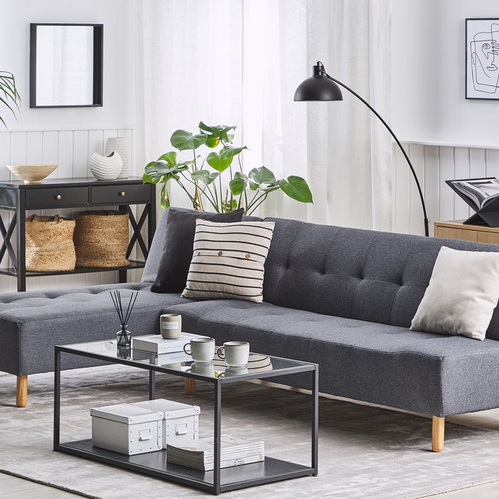 Beliani-ALSTEN-Hoekslaapbank-Donkergrijs-Rechterzijde-Polyester