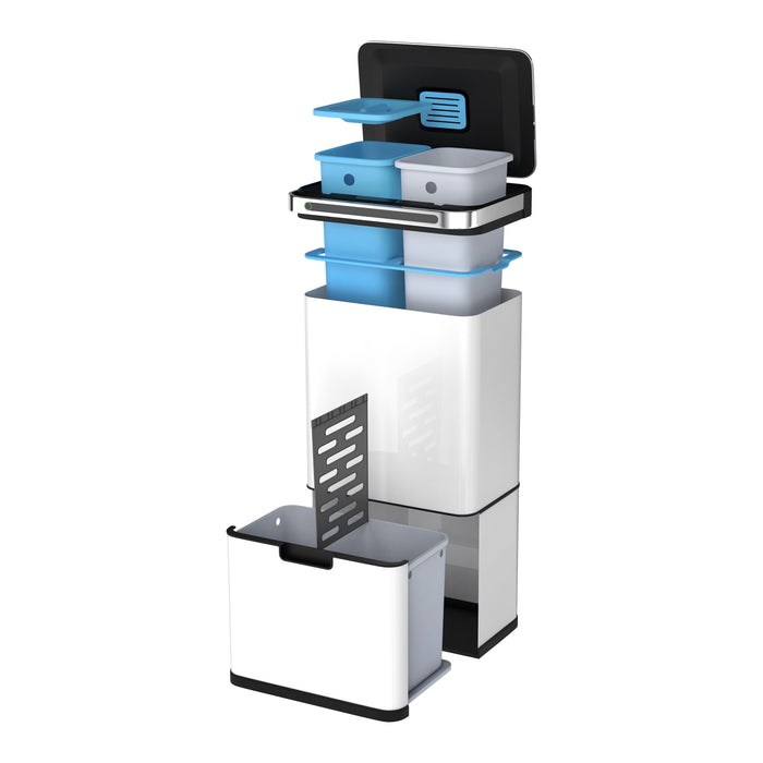 Homra DEXER prullenbak met sensor - 60L - 4 vakken - Wit