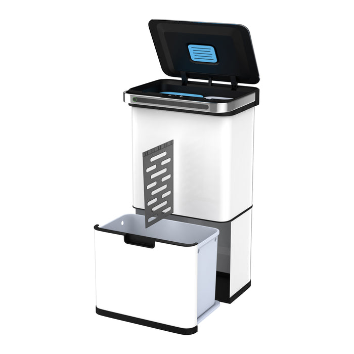 Homra DEXER prullenbak met sensor - 60L - 4 vakken - Wit