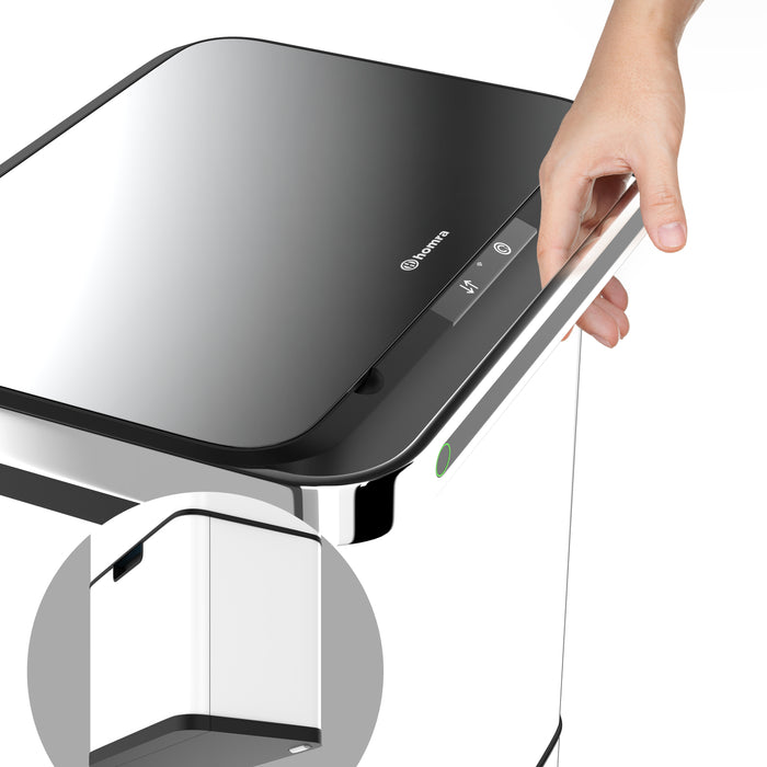 Homra DEXER prullenbak met sensor - 60L - 4 vakken - Wit