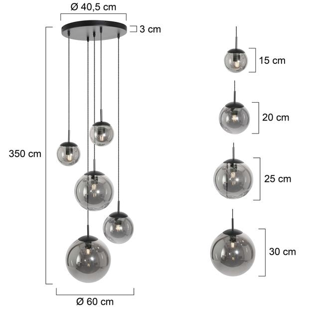 Steinhauer Hanglamp Bollique Zwart 5 Lichts 2730ZW