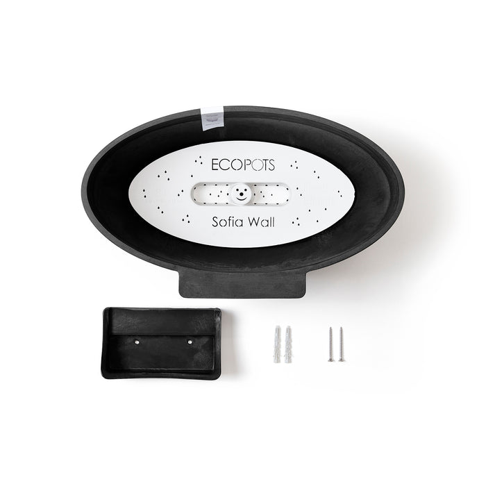 Ecopots Sofia Muur Bloempot B 43 x D 25 cm - Donkergrijs