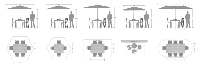 SORARA® Lyon Parasol 200 x 300 cm Taupe