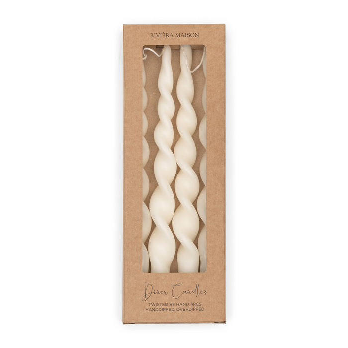 Riviera Maison gedraaide dinerkaars, Kaarsen - Twisted Candles - Wit