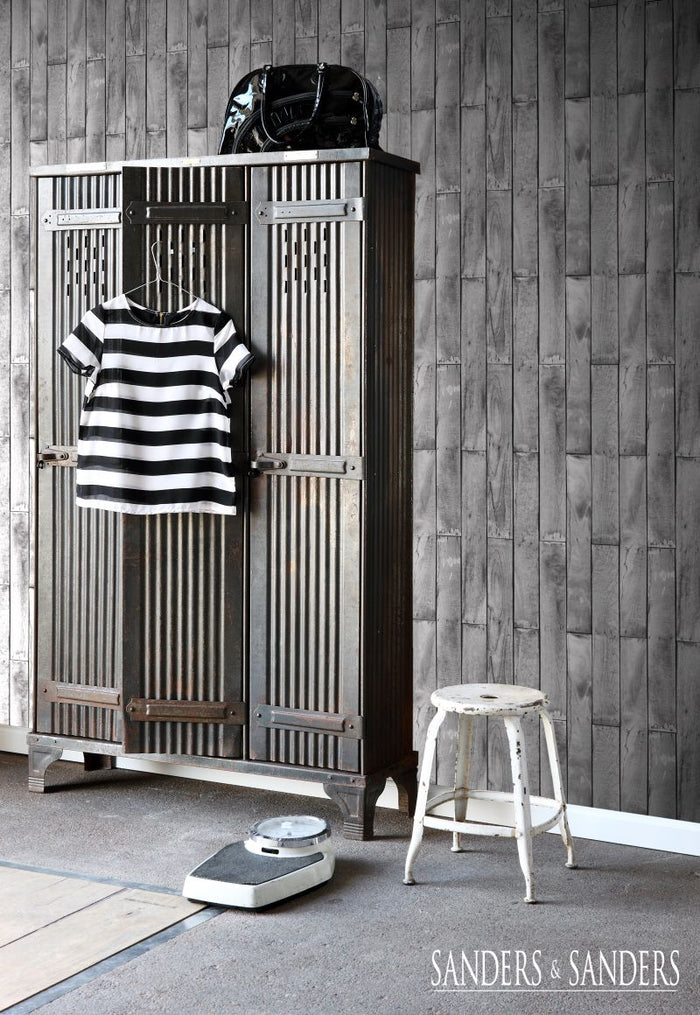 Sanders & Sanders behang houtlook donkergrijs - 935247 - 53 cm x 10,05