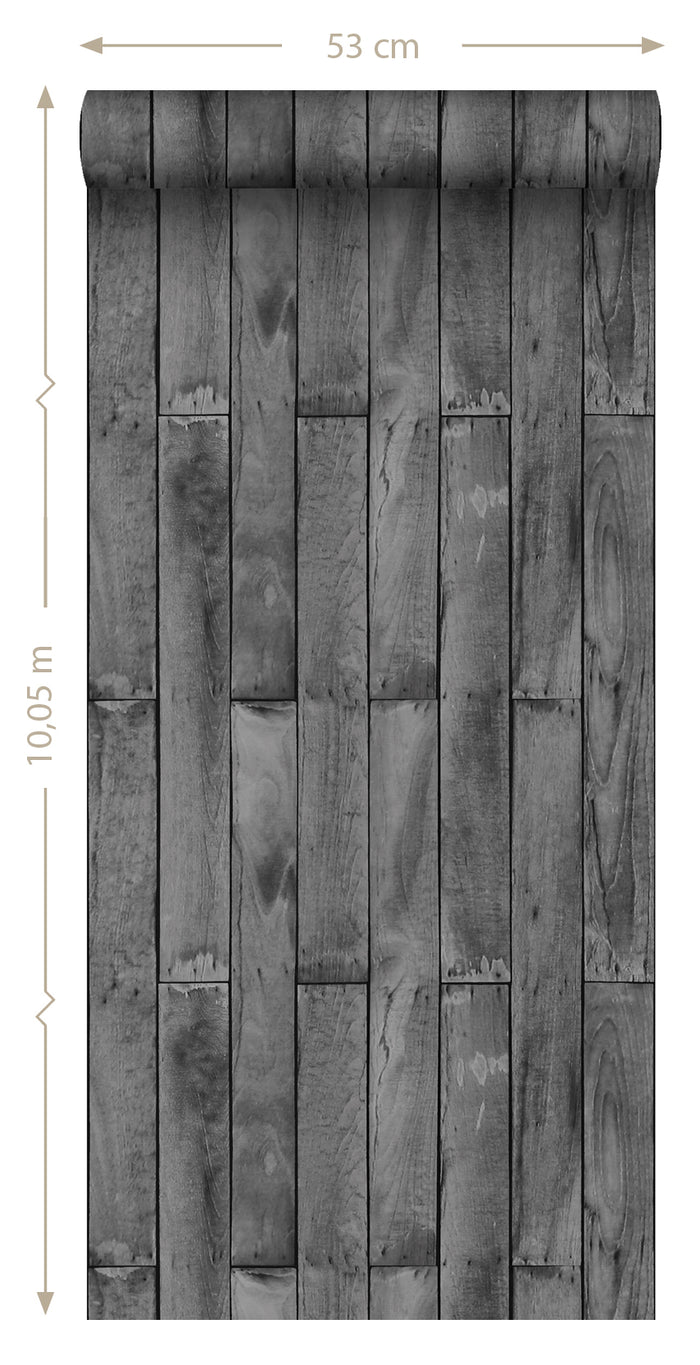 Sanders & Sanders behang houtlook donkergrijs - 935247 - 53 cm x 10,05