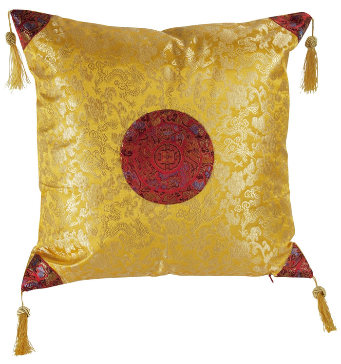 Fine Asianliving Chinese Kussen Geel Goud Draken 40x40cm
