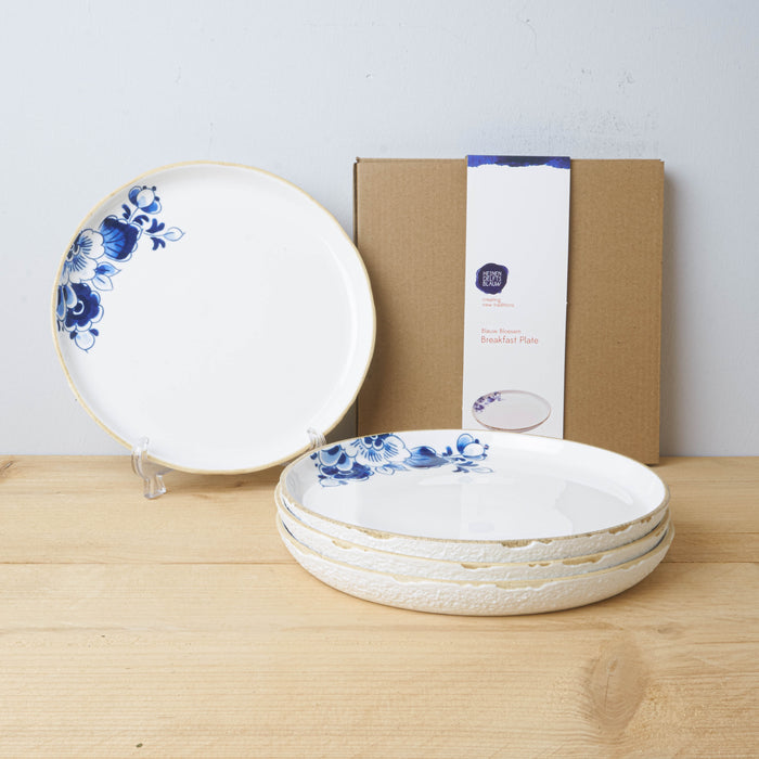 Heinen Delfts Blauw Blauw Bloesem Ontbijtbord 4 st. Ø 21 cm
