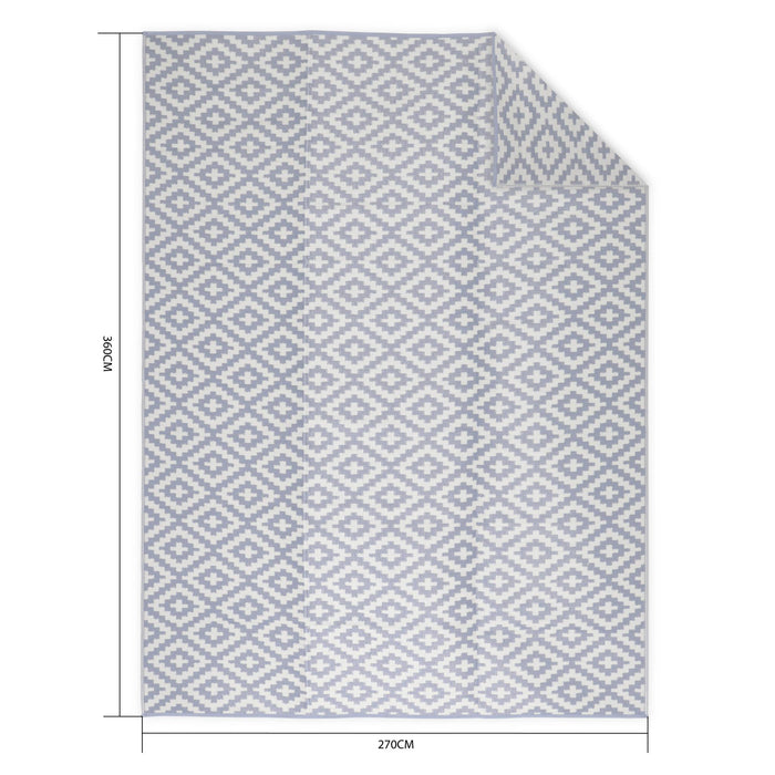 sweeek - Blauw|beige etnisch patroon interieur|buitenkant tapijt