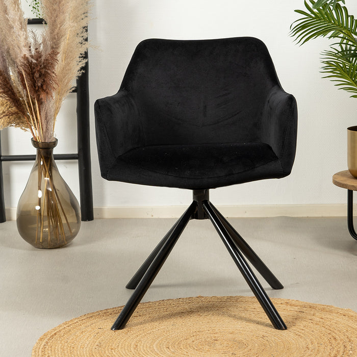 Bronx71 Velvet eetkamerstoel Furtado draaibaar zwart