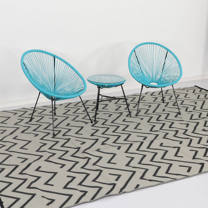 sweeek - Rechthoekig buitentapijt met golfpatroon