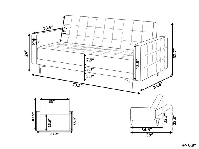 Beliani - ABERDEEN - Slaapbank 3-zits - Marineblauw - Fluweel