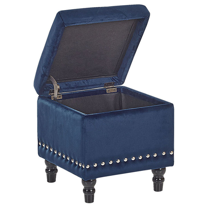 Beliani - LORETTO - Poef - Donkerblauw - Fluweel