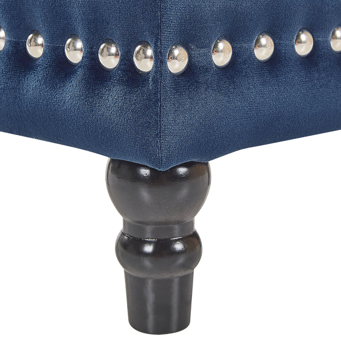 Beliani - LORETTO - Poef - Donkerblauw - Fluweel