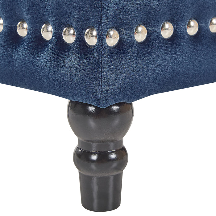 Beliani - LORETTO - Poef - Donkerblauw - Fluweel