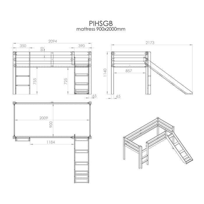 Vipack Pino Halfhoogslaper Met Glijbaan
