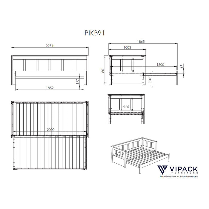 Vipack Pino Kajuitbed Uitschuifbaar