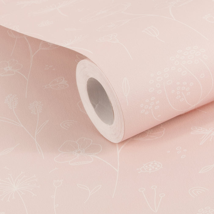 Little Dutch - Vliesbehang - Wild Flowers Pink - Roze - 10mx53cm