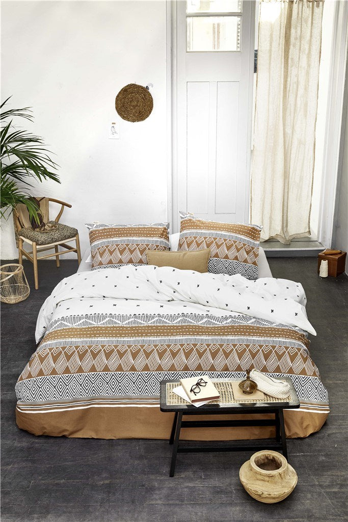 Walra - Dekbedovertrek Ikat Dreams - 140x220 - Wit | Cognac