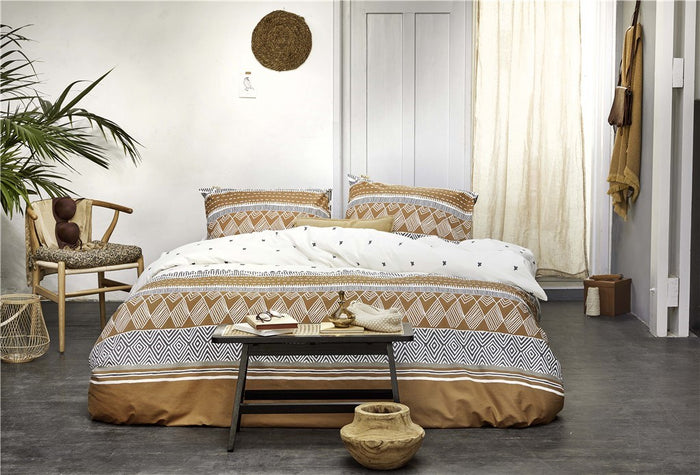 Walra - Dekbedovertrek Ikat Dreams - 140x220 - Wit | Cognac