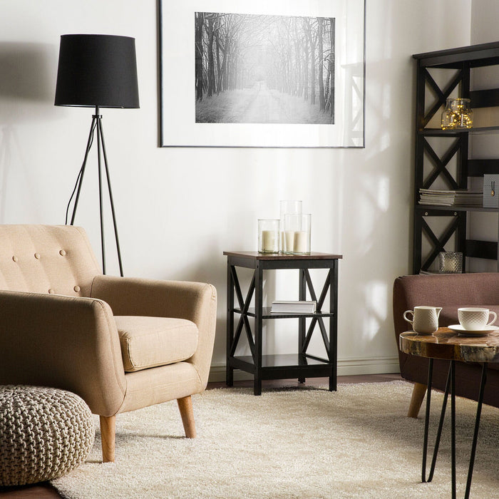 Beliani Foster Bijzettafel Zwart MDF