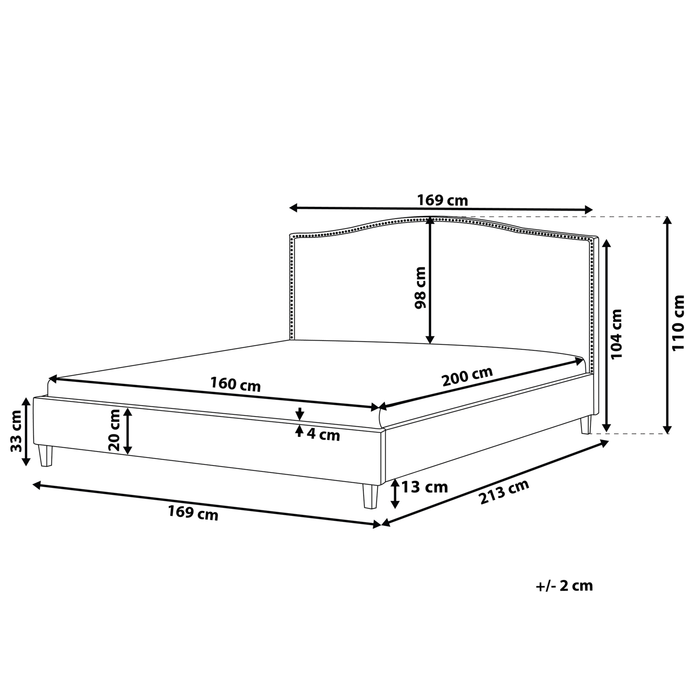 Beliani-MONTPELLIER -Tweepersoonsbed-Beige-160 x 200 cm-Polyester